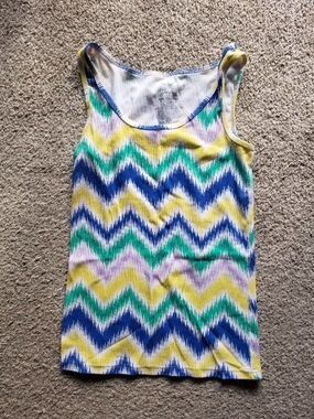 Women’s Chevron Print Tank Top in Blue, Green, Yellow, Lavender